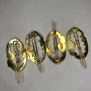 Vintage | Accessories | Vintage Cloisonne Hair Barrette Gold 